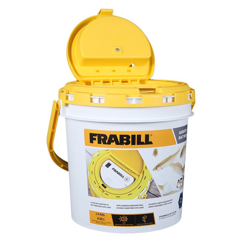 Frabill® 4825 1.3 gal White/Yellow Aerated Bait Bucket
