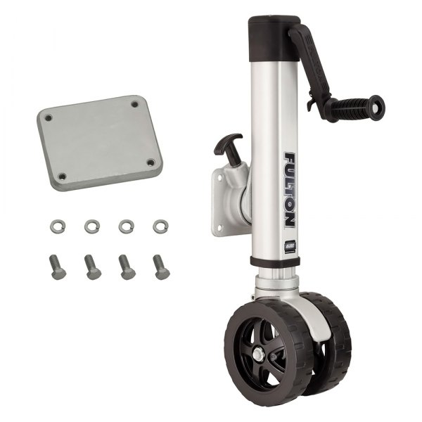 Fulton® - F2 Series 1500 lb Side Mount Twin Track Weld-On Trailer Jack with Wheel & 10" Travel