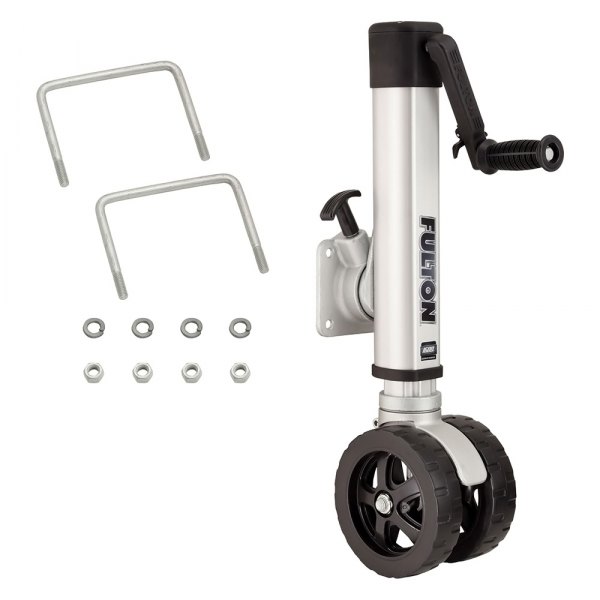 Fulton® - F2 Series 1600 lb Side Mount Twin Track Bolt-On Trailer Jack with Wheel & 10" Travel