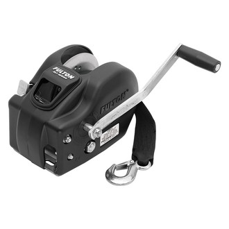Fulton® - 2600 lb Two Speed Hand Winch with 20' L Strap & 10" L Handle Black Cover
