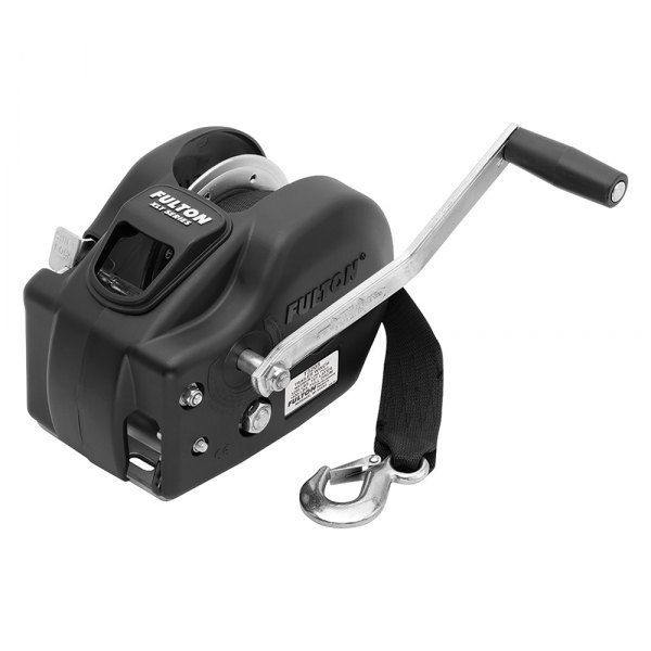 Fulton® - 3200 lb Two Speed Hand Winch with 20' L Strap & Handle Black Cover