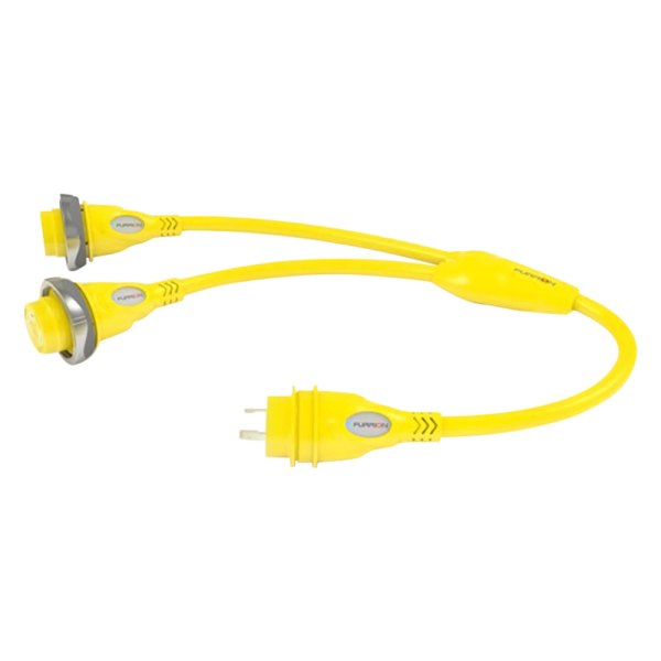 Furrion® - 2 x 30 A Female to 30 A Male Yellow Y-Adapter with LED Indicator