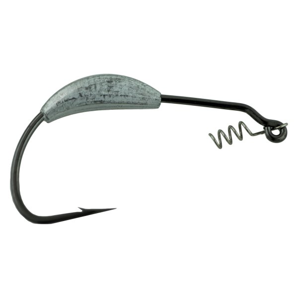 Gamakatsu® - Weighted Worm 1/8 oz. 4/0 Size Black Hooks with Superline Spring Lock, 4 Pieces