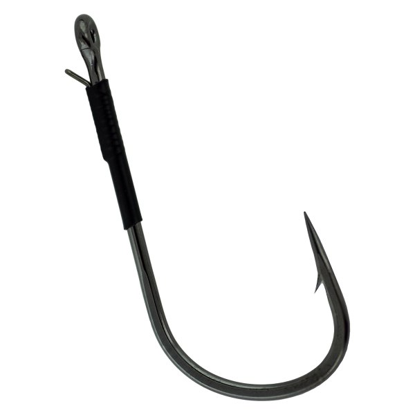 Gamakatsu® - Super Heavy Cover Worm 5/0 Size Black Hooks with Wire Keeper, 4 Pieces