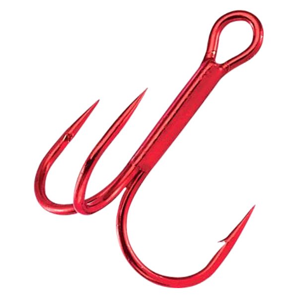 Gamakatsu® - Round Bend Treble 8 Size Red Hooks, 10 Pieces