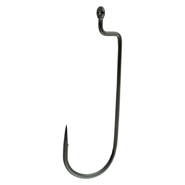 Gamakatsu® - Round Bend Offset Shank Worm 4/0 Size Black Hooks, 25 Pieces