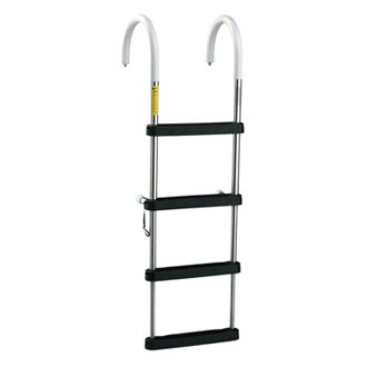 Garelick® - 51" H Stainless Steel 4-Step Telescoping Pontoon Hook Ladder with Shur-Loc