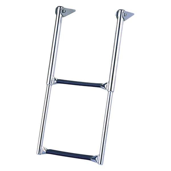 Garelick® - 23-1/2" H Stainless Steel 2-Step Telescoping Over Swim Platform Ladder with Black Poly Steps