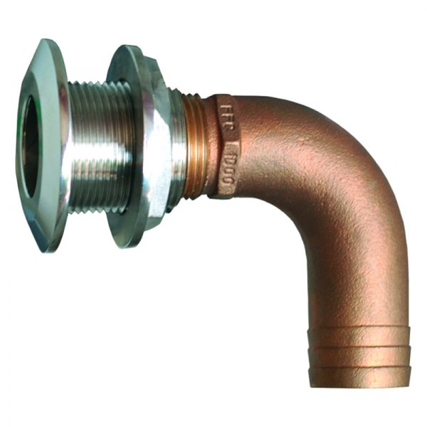 Groco® - HTHC Series 1" Hole 90° Stainless Steel Elbow Thru-Hull Fitting for 1" D Hose