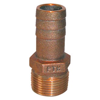 Groco® PTH-1250 - 1-1/4" Hose I.D. to 1-1/4" NPT(M) Bronze Hose/Pipe Adapter