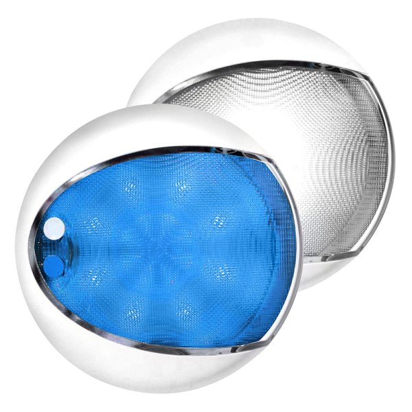 Hella Marine® - EuroLED 130 5.1"D 12/24V DC Blue/White Recessed Screw Mount LED Courtesy Light with Switch