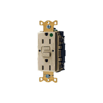 Hubbell® - 15 A 125 V 14 AWG to 12 AWG 2-Pole 3-Wire Ivory Thermoplastic Ground Fault Receptacle