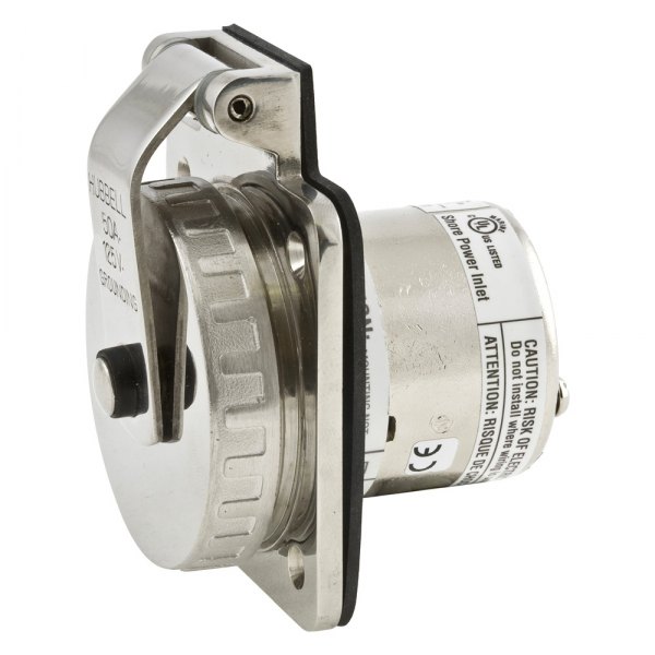 Hubbell® - 50 A 125 V AC 6 AWG 2-Pole 3-Wire Stainless Steel Shore Power Inlet
