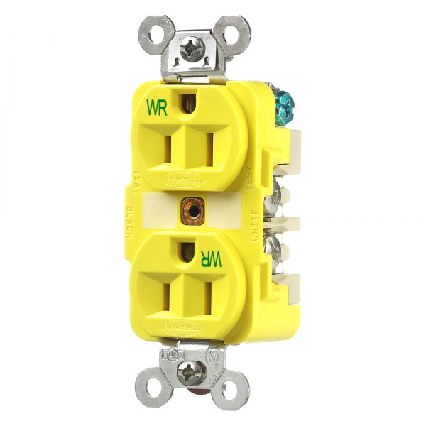 Hubbell® - 15 A 125 V 2-Pole 3-Wire Yellow Nylon Duplex Receptacle