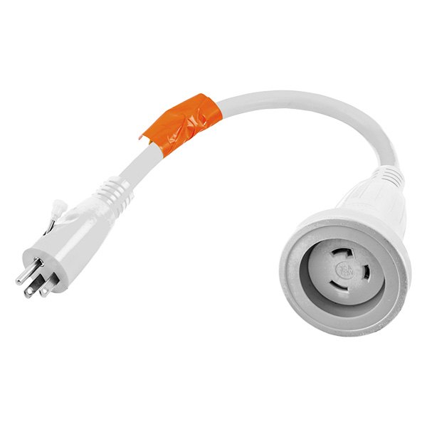 Hubbell® - 30 A 125 V Female to 15 A 125 V Male White Pigtail Adapter