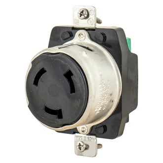 Hubbell® HBL63CM69 - 50 A 125/250 V AC 6 AWG 3-Pole 4-Wire Galvanized Thermoplastic Twist-Lock Receptacle