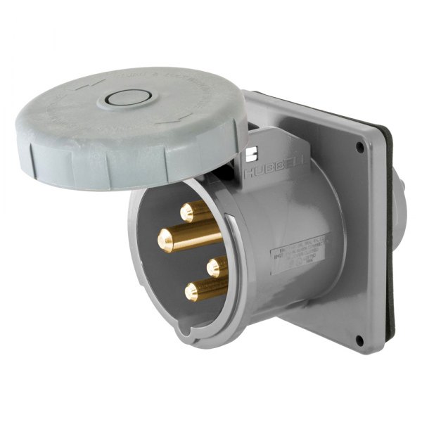 Hubbell® - IP67 100 A 125/250 V AC 3 AWG to 10 AWG 3-Pole 4-Wire Gray Thermoplastic Shore Power Inlet