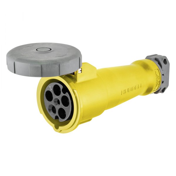 Hubbell® - 100 A 277/480 V AC 4-Pole 5-Wire Yellow Female Connector with Cover