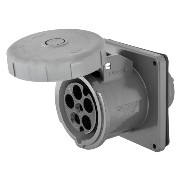 Hubbell® - 100 A 277/480 V AC 3 AWG to 10 AWG 4-Pole 5-Wire Gray Thermoplastic Receptacle with Cover
