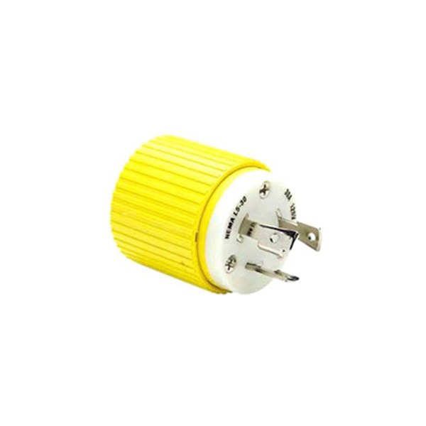 Hubbell® - 30 A 125 V DC 12 AWG to 8 AWG 2-Pole 3-Wire Yellow Locking Male Plug