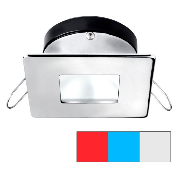 i2Systems® - Apeiron A1120 SQ 3.15"L x 3.15"W 12/24V DC Cool White/Blue/Red Recessed Spring Mount LED Courtesy Light
