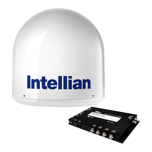 Intellian® - i2 14.6" Dia. White TV Antenna System with Control Unit and 49' RG6 Cable for North America