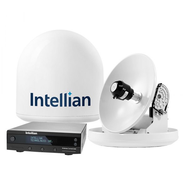 Intellian® - i2 14.6" Dia. White TV Antenna System with Control Unit and 49' RG6 Cable for All Americas