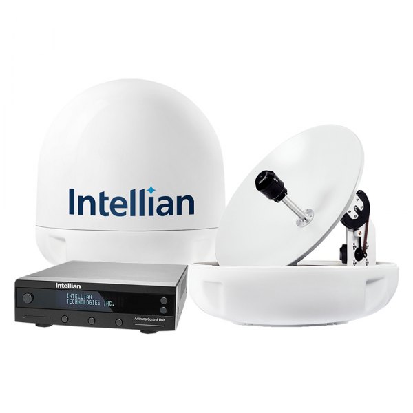 Intellian® - i5 24.7" Dia. White TV Antenna System with Control Unit and 49' RG6 Cable for All Americas