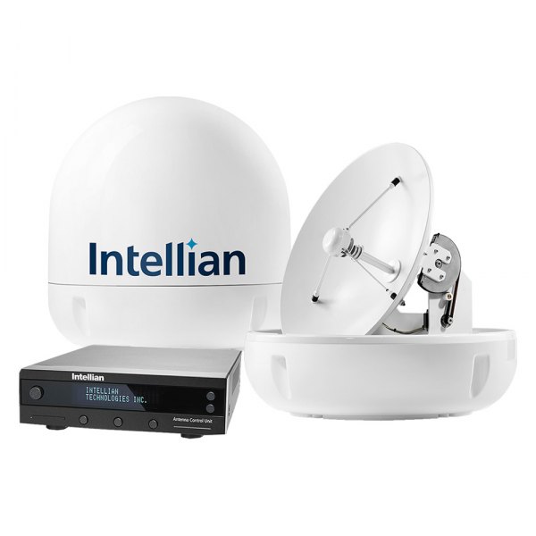 Intellian® - i6 27.6" Dia. White TV Antenna System with Control Unit and 49' RG6 Cable for All World