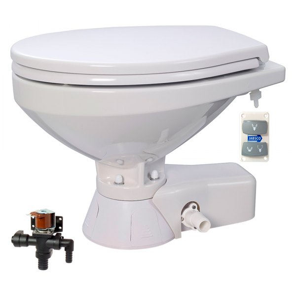 Jabsco® - Quiet Flush 12 V Marine Regular Bowl Electric Toilet with Soft Close Lid for Fresh Water
