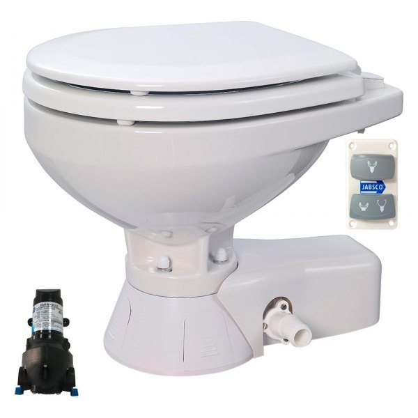 Jabsco® - Quiet Flush 12 V Marine Compact Bowl Electric Toilet for Salt & Fresh Water