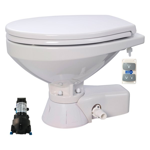 Jabsco® - Quiet Flush 12 V Marine Regular Bowl Electric Toilet with Soft Close Lid for Salt & Fresh Water