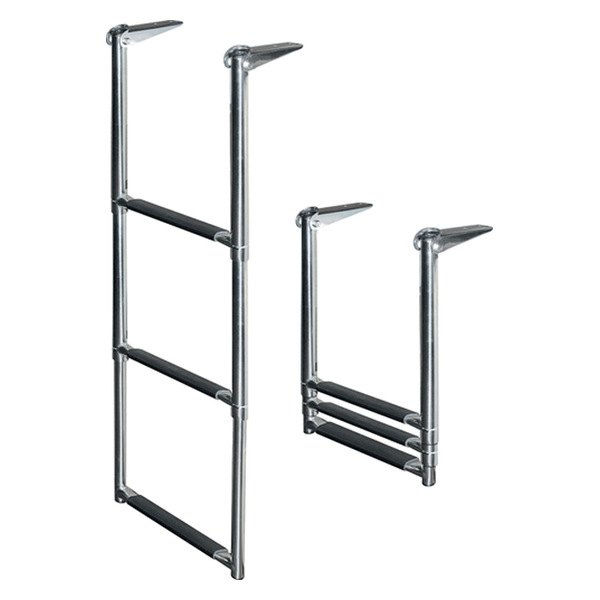 JIF Marine® - 34-1/2" H Stainless Steel 3-Step Telescoping Drop Ladder