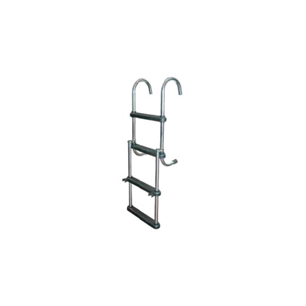 JIF Marine® - 44-1/2" H Stainless Steel 4-Step Folding Pontoon Hook Ladder