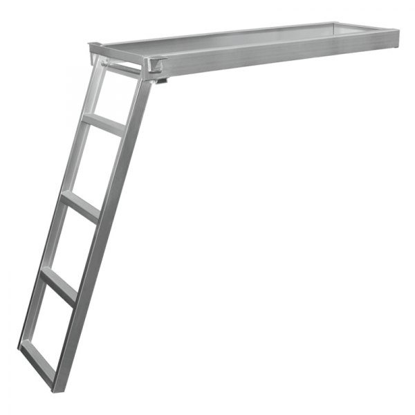 JIF Marine® - 59" L Aluminum 5-Step Round Front Under Deck Ladder