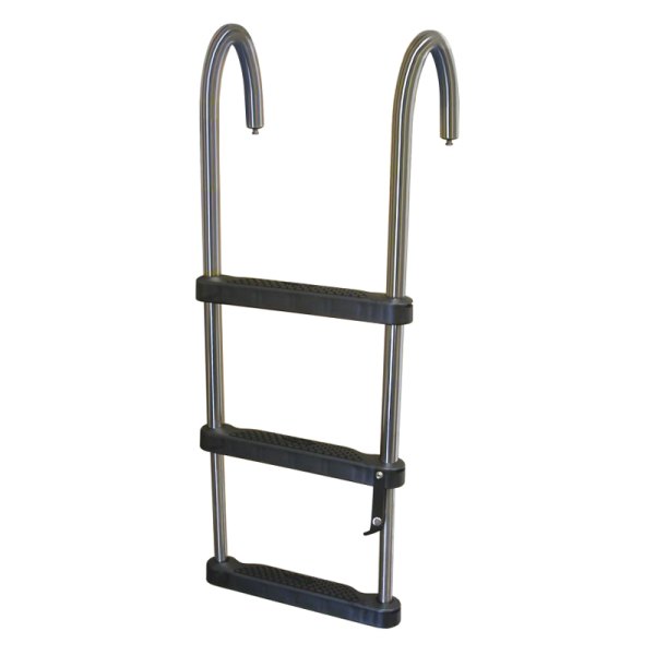 JIF Marine® - 40" H Stainless Steel 3-Step Telescoping Pontoon Hook Ladder