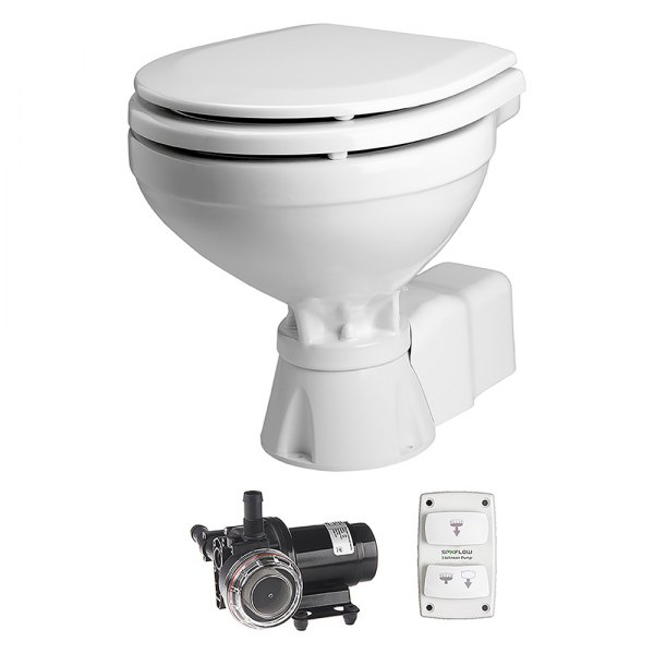 Johnson Pump® - AquaT™ Silent Marine Compact Toilet with 12 V Electric Pump for Salt & Fresh Water