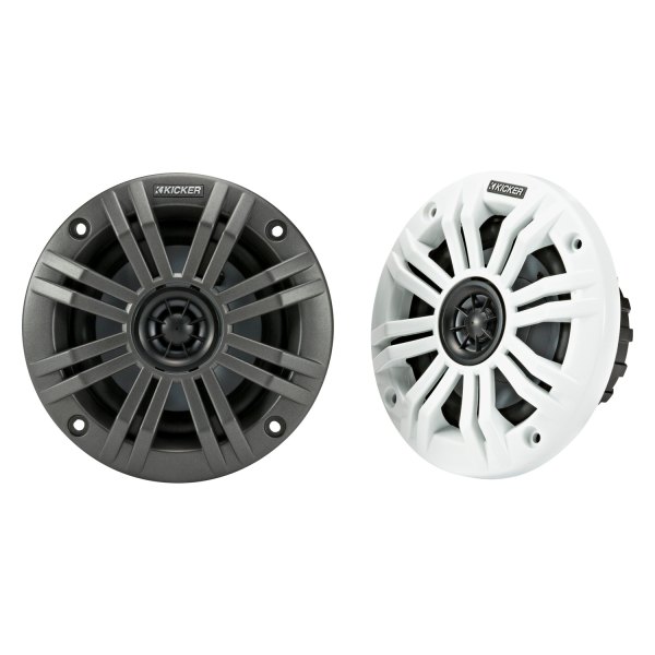 KICKER® - KM-Series 150W 2-Way 2-Ohm 4" Charcoal/White Flush Mount Speakers, Pair