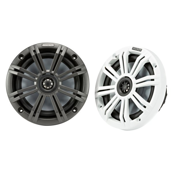 KICKER® - KM-Series 195W 2-Way 4-Ohm 6.5" Charcoal/White Flush Mount Speakers, Pair
