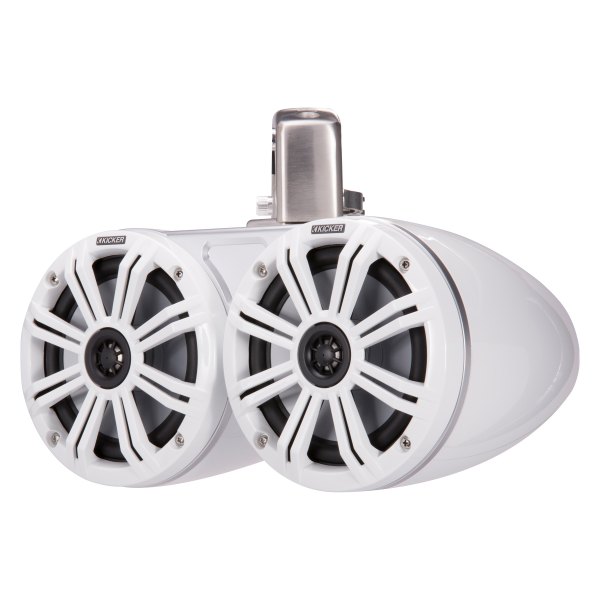 KICKER® - KMTC 390W 2-Ohm 6.5" White Wake Tower Speakers with LED Lights, Pair