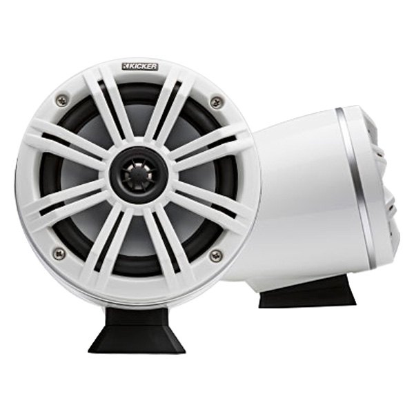KICKER® - KMFC 195W 4-Ohm 6.5" White Wake Tower Speakers with LED Lights, Pair