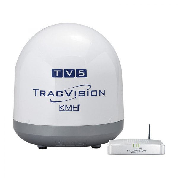 KVH® - TracVision TV5 19.2" Dia. White TV Circular Antenna System with 100' RG6 Cable for North America