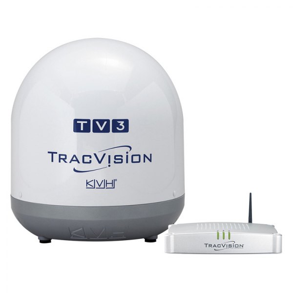KVH® - TracVision TV3 15.5" Dia. White TV Circular Antenna System with 50' RG6 Cable for North America