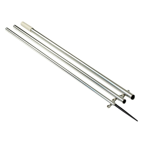 Lee's Tackle® - MX Step-Tube Style 1-3/8" O.D. 15' L Bright Silver Anodized Aluminum Outrigger Pole with Black Spike