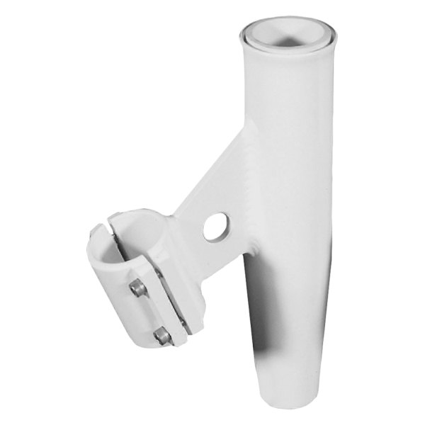 Lee's Tackle® - 1-1/16" O.D. White Aluminum Clamp-On Vertical Pipe Rod Holder