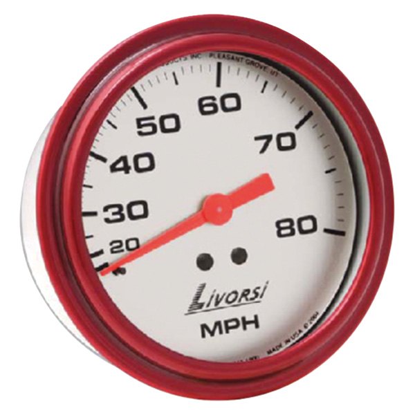 Livorsi® - 3.37" White Dial/Red Bezel In-Dash Mount Mechanical Speedometer Gauge Kit
