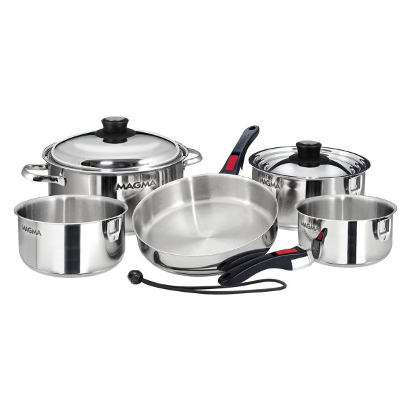 Magma® - Nesting Silver Polished Stainless Stee Induction Cookware Set, 10 Pieces