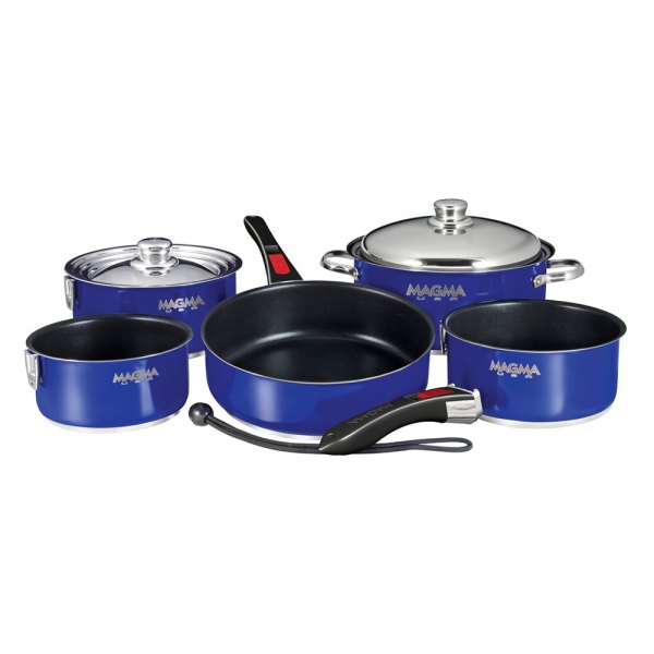 Magma® - Nesting Blue Ceramic Coated Stainless Steel Induction Non-Stick Cookware Set, 10 Pieces