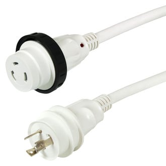 Marinco® - 30 A 125 V 50' White Power Cord