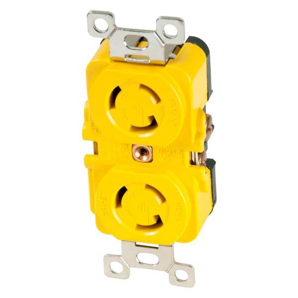 Marinco® - 15 A 125 V 2-Pole 3-Wire Yellow Locking Dock Side Receptacle